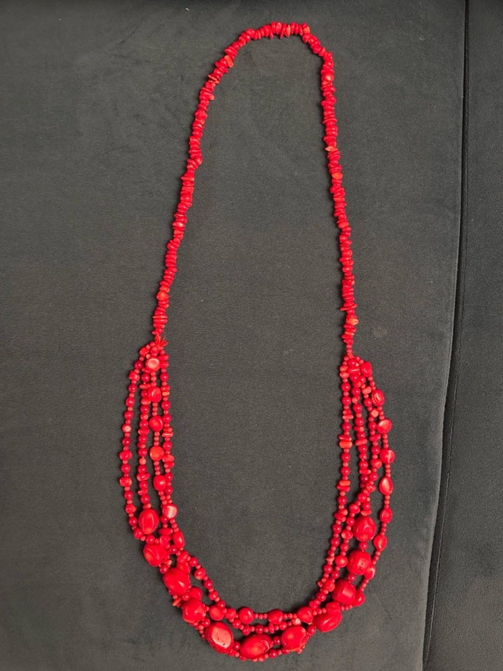 Red Multi-Strand Beaded Necklace - Women Jewelry